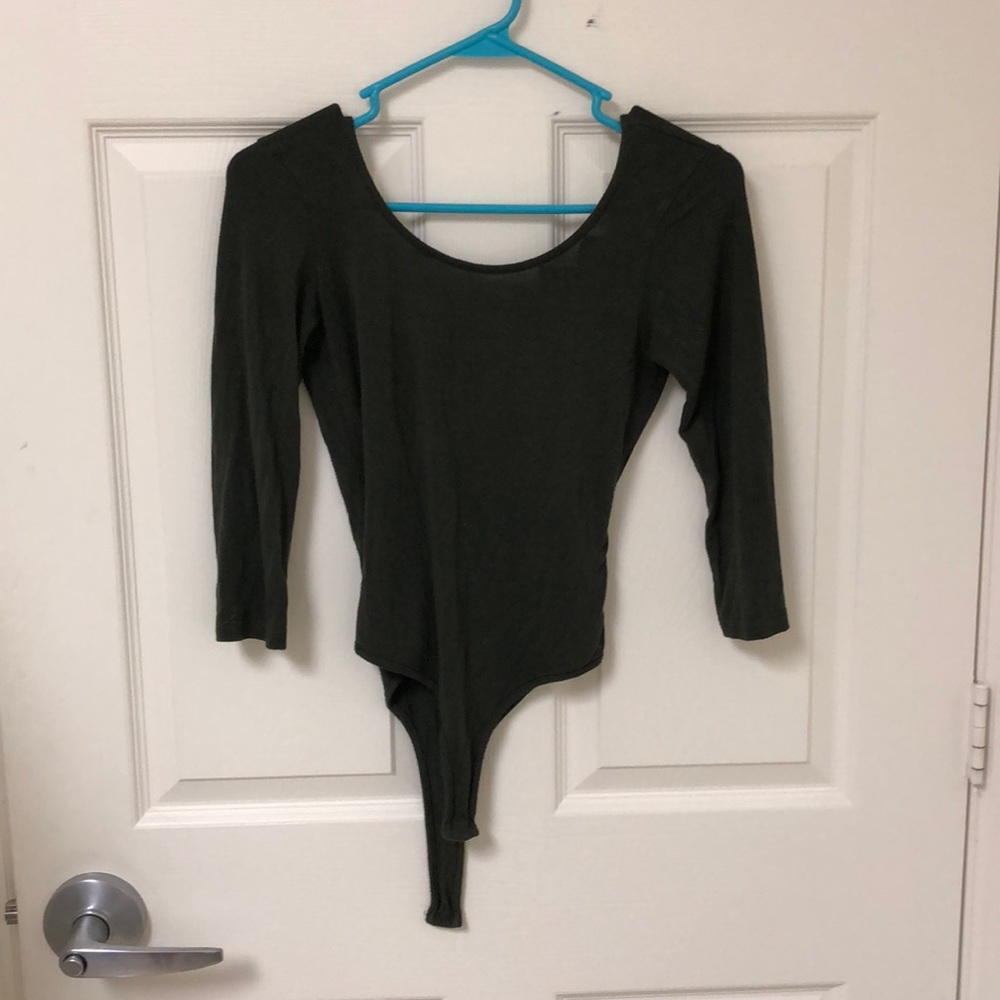Army green three quarter sleeved body suit